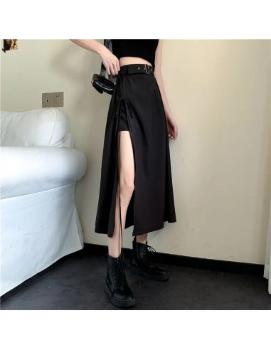 Jupe gothique femme noire asymétrique taille haute