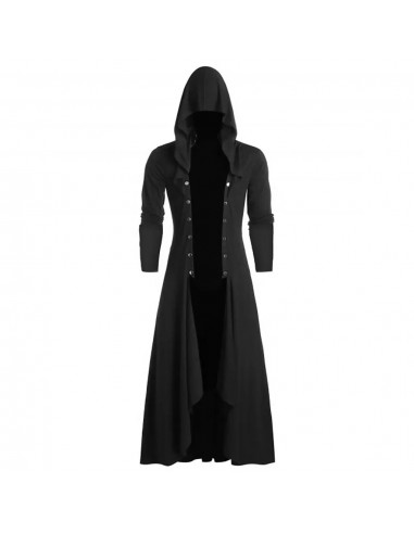 Manteau gothique homme long style trench coat à capuche