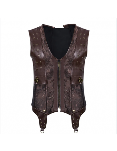 Gilet gothique homme style corset cuir steampunk